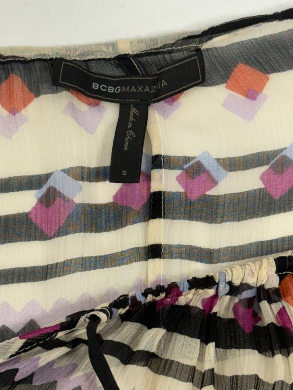 BCBGMaxAzria Rory Silk Aztec Print Off-Shoulder Mini Dress Size S Small - Picture 7 of 9